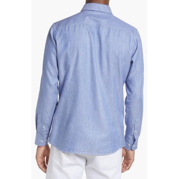 HUGO BOSS HANK STRIPE LINEN BLEND SHIRT ♠️IN STORES♠️ - Picture 4 of 5